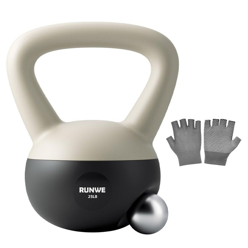 RUNWE 25 lb Kettlebell Soft - Sand Filled Kettlebell Hand Weight, Soft-Sided Cushioned Base,Safety Guaranteed Ideal for Men, Women, & Beginners
