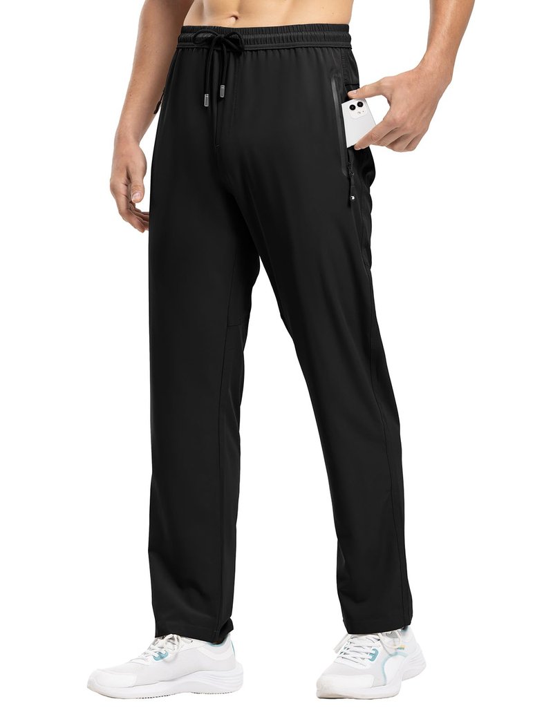Rdruko Men's Sweat Pants Lightweight Athletic Workout Jogging Casual Pants with Pockets,Black,4XL
