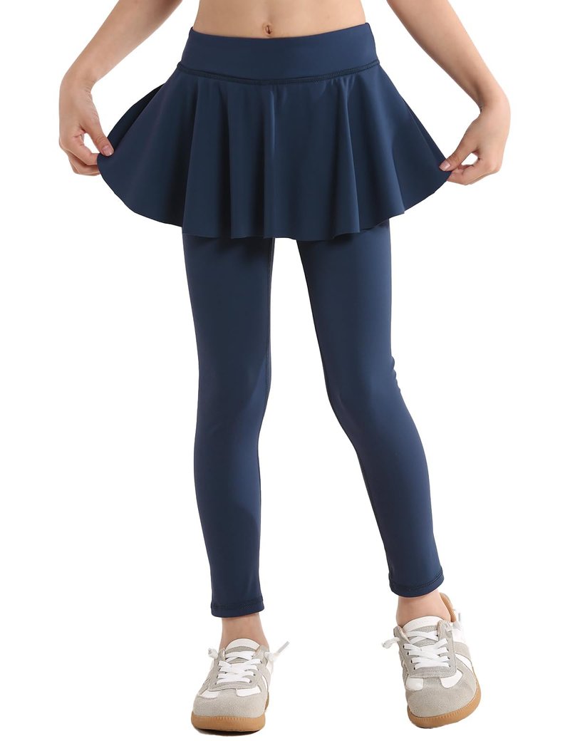 Hvididan Leggings with Skirt for Girls, Navy Blue Size 6 Uniform Pants School for Girls Kids