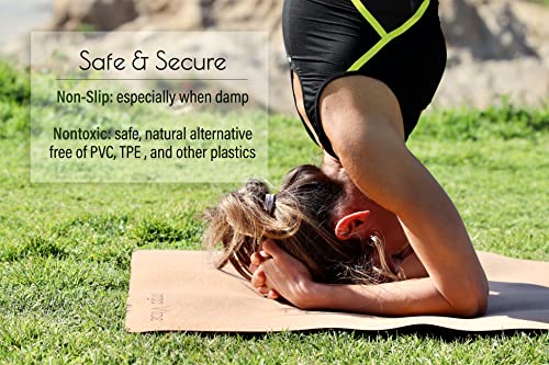 Larga Vitae 3mm Thick, 72" x 24" Natural Rubber Cork Yoga Mat, Hot Yoga Mat, Non Toxic, TPE-Free, Sustainable, Eco-Friendly, Non-Slip, Odor Resistant