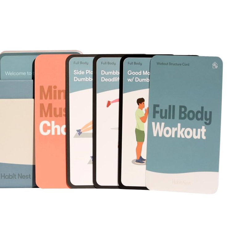 Dumbbell Elevate Exercise Cards: Home Workout Series Card Deck - Comprehensive At-Home Fitness System with 65 Exercises, 8 Bonus Challenges, and 4 Unique Workout Formats.