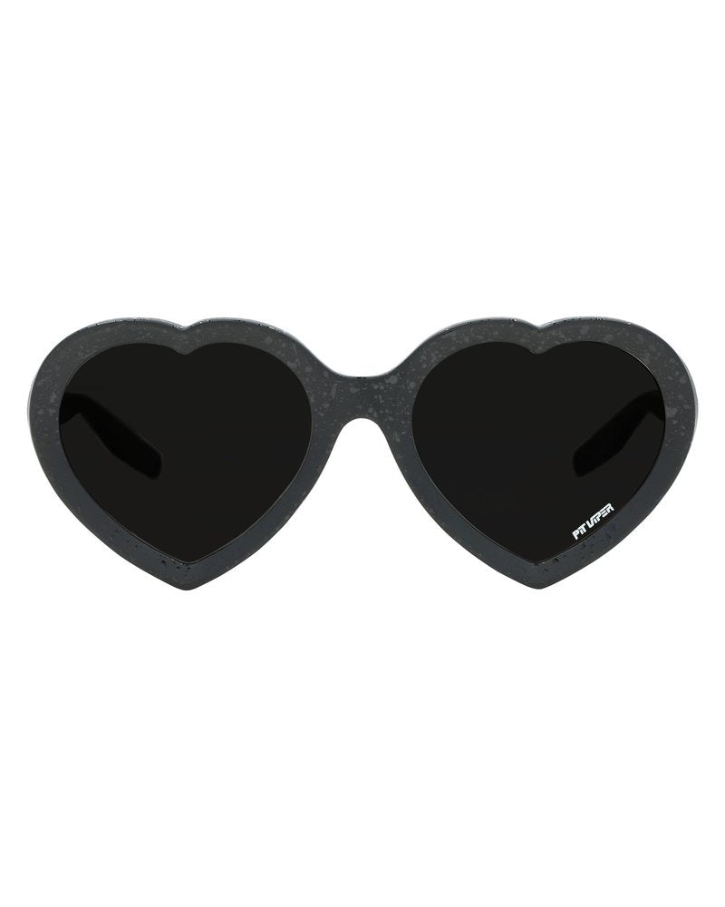 Pit Viper The Admirer Heart Shaped Sunglasses (Black with HDPV Polarized Smoke Lens)