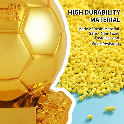 Fubosi 13.77 Inch Ballon d'Or Trophy Football Trophy, Golden Ballon Football Trophy, Best Soccer Trophy Resin Replica with Electroplating Process for Office Decorations Fans Gifts and Birthday Gift