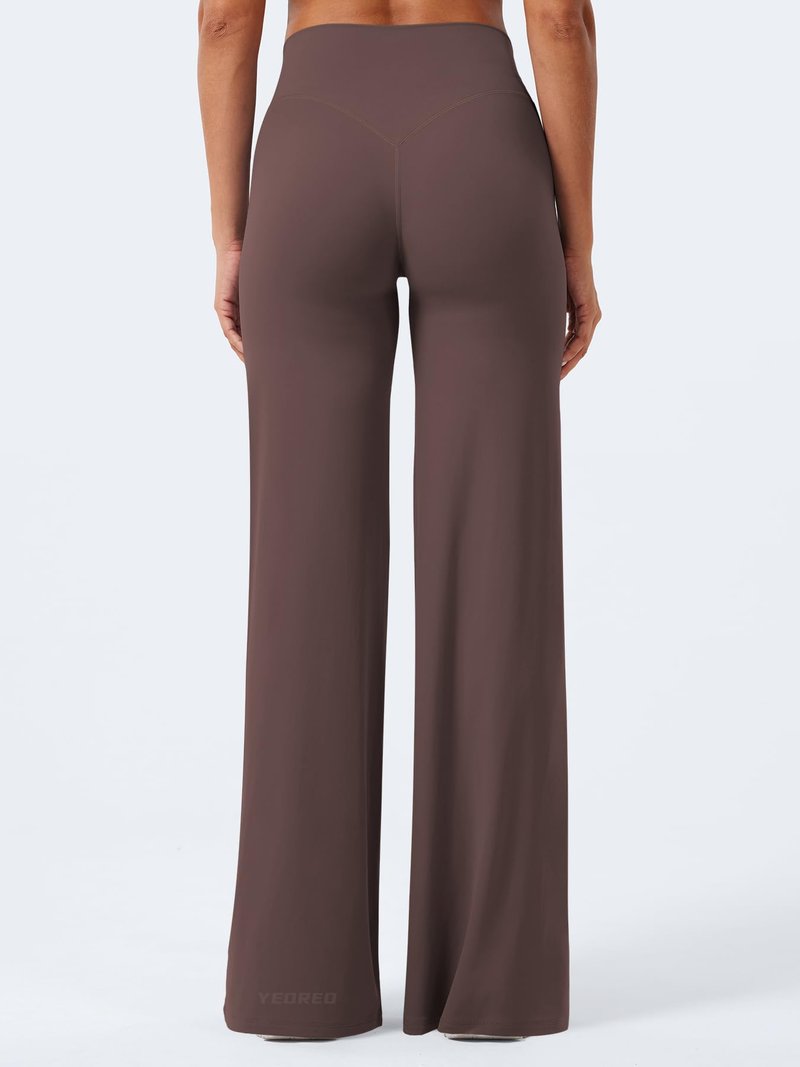 YEOREO Workout Leggings Womens No Front Seam Straight Leggings 35" High Waist Buttery Eddiy Gym Yoga Pants Plum Brown XL