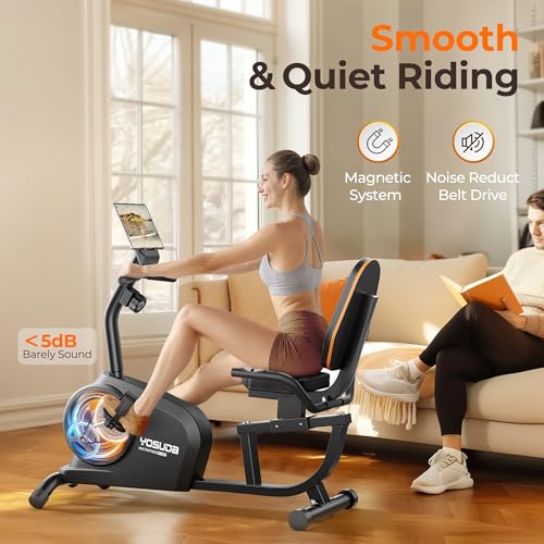 YOSUDA Recumbent Exercise Bike for Adults Seniors with Quick Adjust Seat, 350LB Capacity & 16-level Resistance, Black