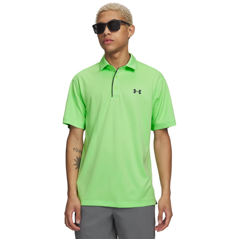 Under Armour Men's Tech Golf Polo, (715) Lumos Lime / / Pitch Gray, Small