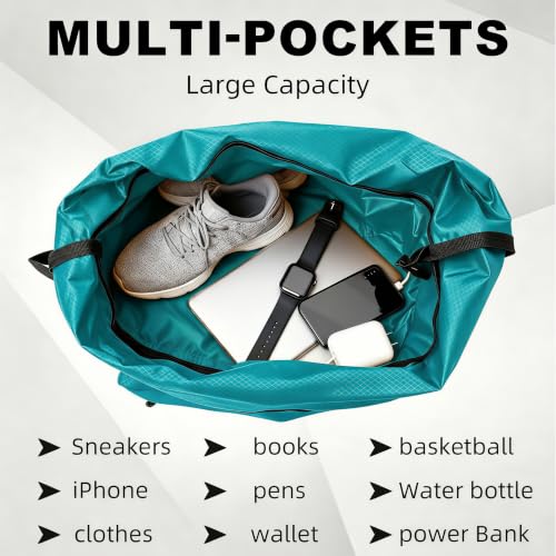 TYGELLUIS Waterproof Drawstring Backpack with Bottle Pocket - Dark Teal