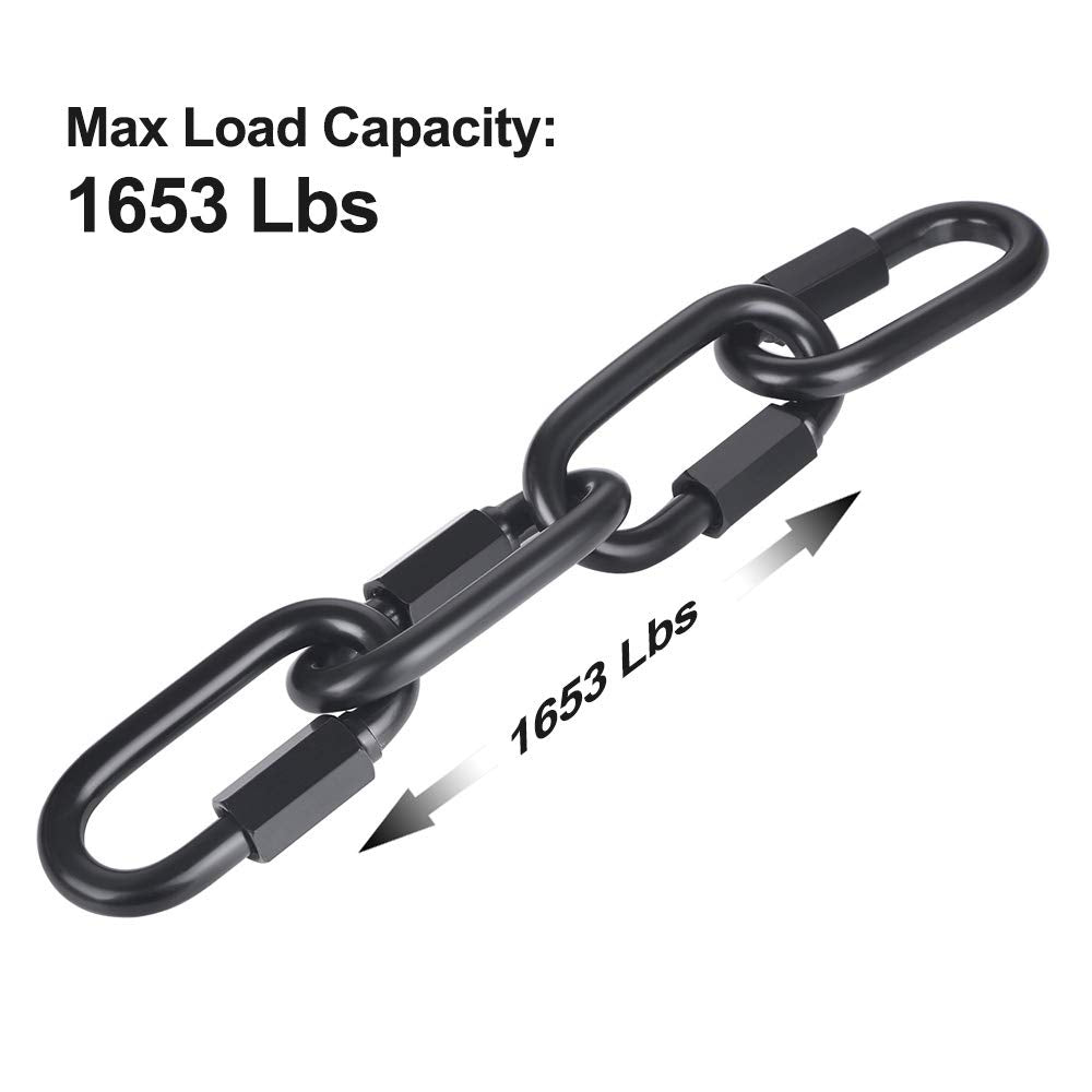 BEWISHOME D Shape Locking Carabiner, Black Quick Links,8 PCS Chain Links, Heavy Duty Chain Connector,Black,HDK04H