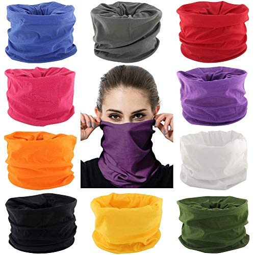 Cutewing Outdoor Magic Scarf Headbands Seamless Bandanas Elastic Head Wraps Sport Sweatband Multifunctional Neck Gaiter for Running Hiking Fishing Camping（10PCS）