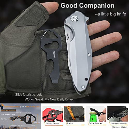 Tactical Folding Pocket Knife for men,14C28N Stainless Steel Blade,Frame Lock,G10 Handle,EDC Small Camping Knives Belt Clip Carry,Lightweight Survival Hunting Flipper Microtech Elemental Bushcraft Hiking Sharp Gear Tool Father Dad Gifts Ruike p108