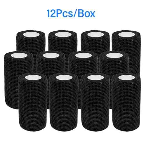 OZER 12 Pack 4 Inch x 5 Yards Self Adhesive Bandage Breathable Cohesive Bandage Wrap Rolls Elastic Self-Adherent Tape for Stretch Athletic,Sports,Wrist, Ankle
