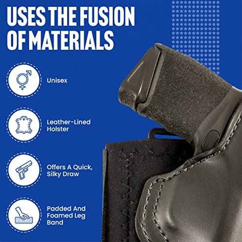 DeSantis Die Hard Ankle Rig, Concealed Ankle Holster, Leather Lined Holster with Thumb Break, Neoprene Leg Band, Fits Springfield Hellcat 3¡±, Hellcat OSP 3¡±, Unisex, Right-Hand Draw, Black