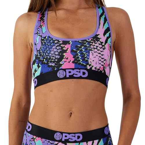 PSD Womens Sports Bra ? Wild Trip 3-Pack, Comfortable Medium Support Sports Bras for Women Pack, Womens Racerback Sports Bras Multipack, X-Large