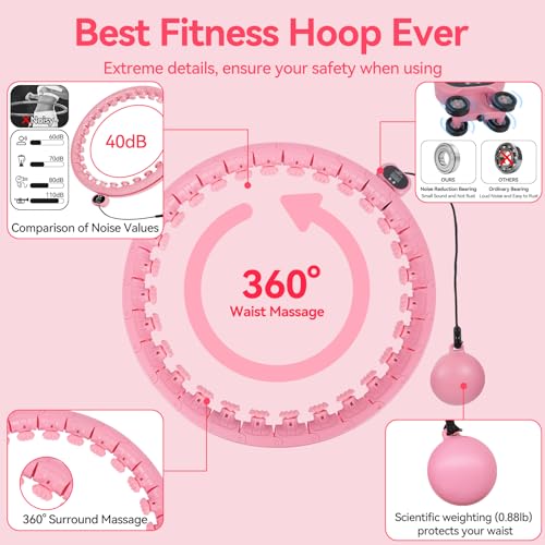 Humixx Silent Smart Waist Hula Hoop Fitness Circle with Ball, Pink