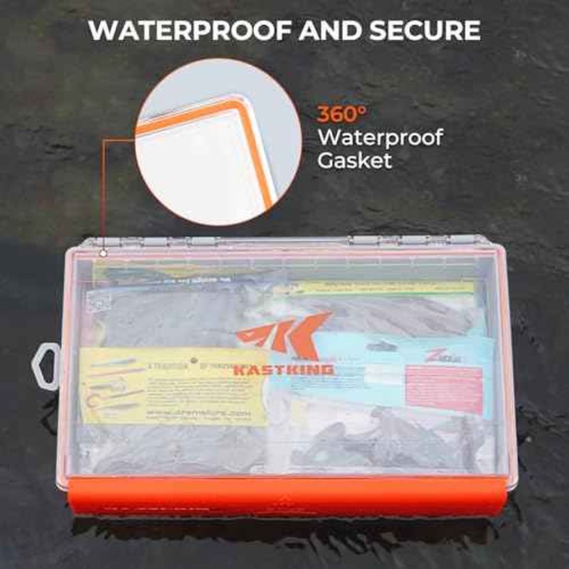 KastKing HyperSeal Waterproof Tackle Box, 3700 Deep Tackle Trays, Fishing Tackle Box Organizer With Exterior Stickers, Fishing Gear & Fishing Accessories Storage