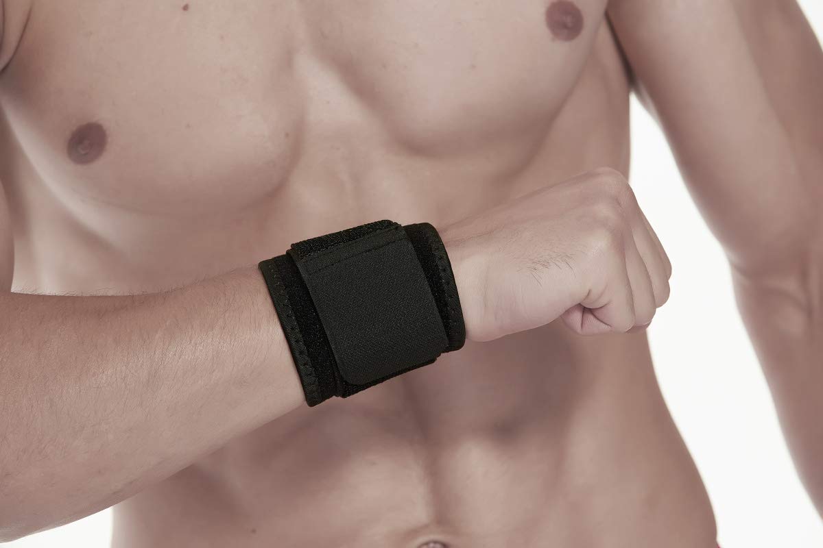 Adjustable Wrist Brace - 2 Pack Support Straps for Fitness, Tendonitis & Carpal Tunnel Relief | Highly Elastic Black