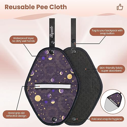 Rquite Female Urinal Pee Cloth Set, Portable Female Urination Device, Reusable Pee Funnel & Rag with Discreet Carry Bag, Silicone She Pee Cup for Womens Stand to Pee Camping Gear Hiking Accessories