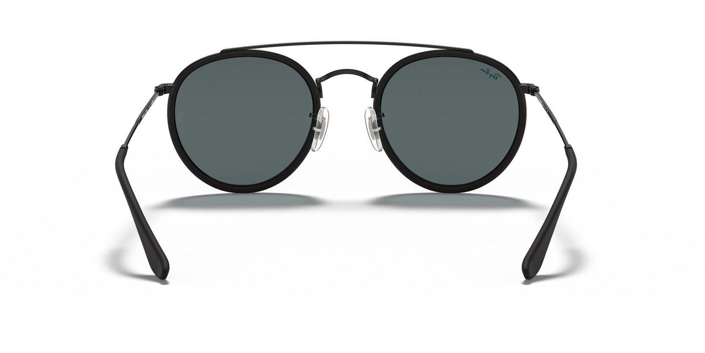 Ray-Ban Unisex RB3647N Double Bridge Round Sunglasses, Black/Blue, 51 mm