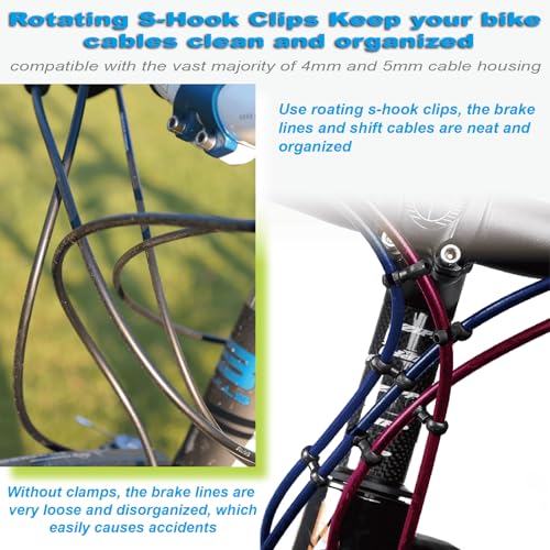 VANSIHO 20pcs Bike Brake Derailleur shift cables S Style Clip Roating S-Hook for MTB Bikes Road Bicycle Brake Line Guide Cross Line Clip-Set of Precision Clamps Black