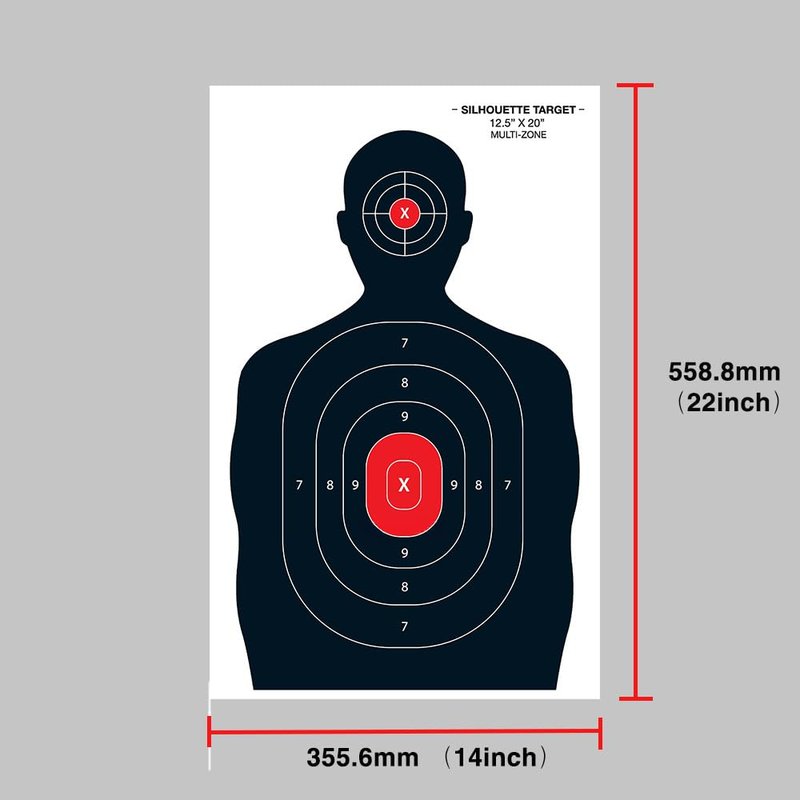 APLUSGEAR 50 Pcs/Set 14 x 22 Inch 2-Color Bullseye Shooting Targets for Shooting Range Silhouette & Red Bullseye, Pistol Targets & Shooting Range & Airsoft Accessories