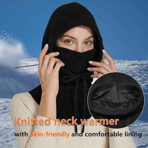 Knit Balaclava Women Winter Hats for Women Winter Face Mask Ski Mask for Men and Women Warm Face Cover Neck Warmer