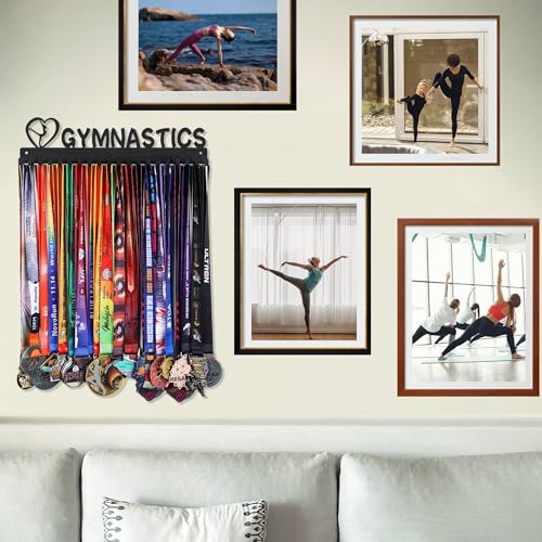 Goutoports Medal Holder Display Hanger Rack Frame for Sport Race Runner-Running Medal Hanger Display-Sturdy Black Steel Metal Over 60 Medals Easy to Install-HOL40