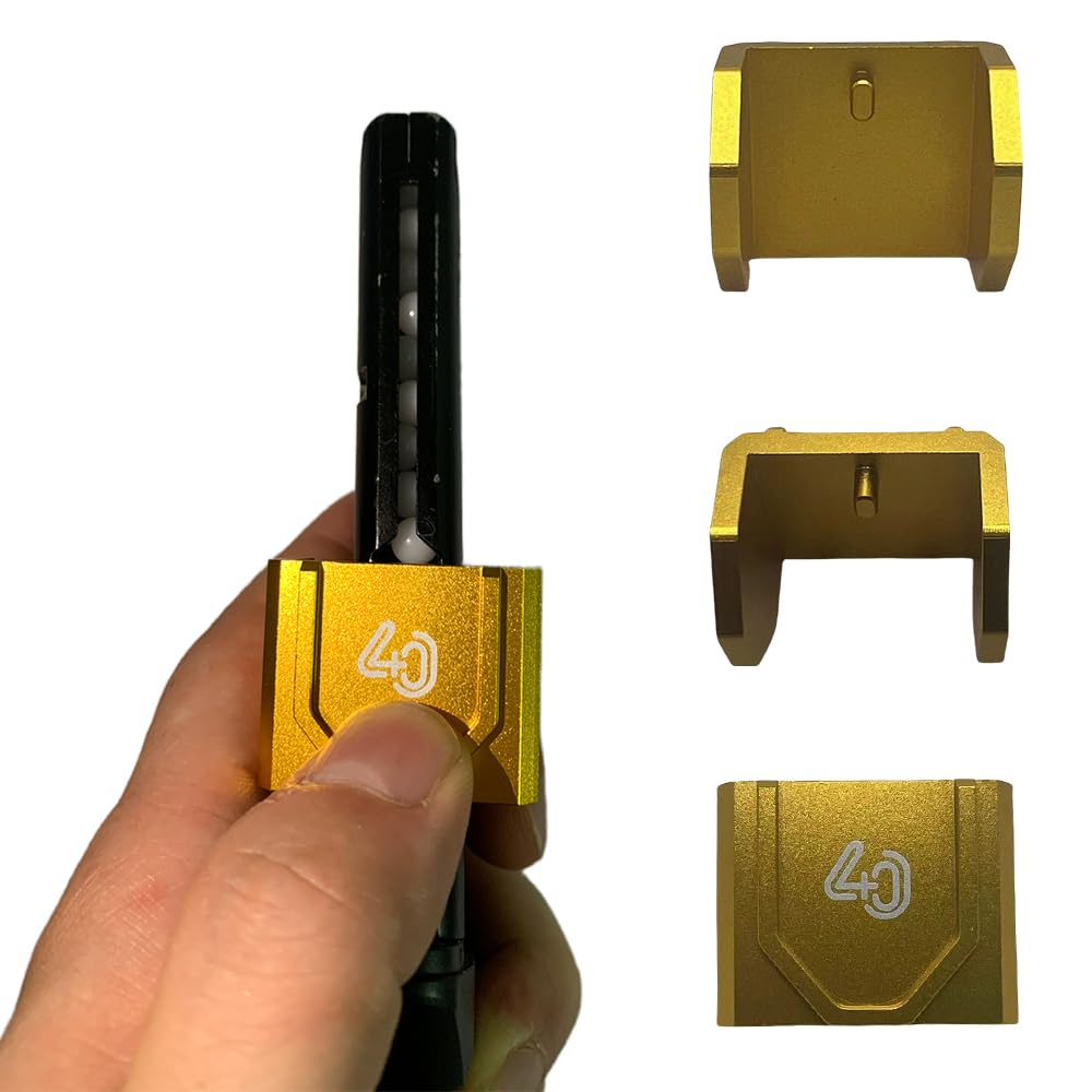 40MAX Airsoft Speed Loader for Airsoft Pistol Magazines AEG and GBB，Quick Loading to Protect Nails，Latest Version, Alloy Material (Golden)