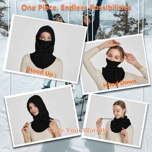 Knit Balaclava Women Winter Hats for Women Winter Face Mask Ski Mask for Men and Women Warm Face Cover Neck Warmer
