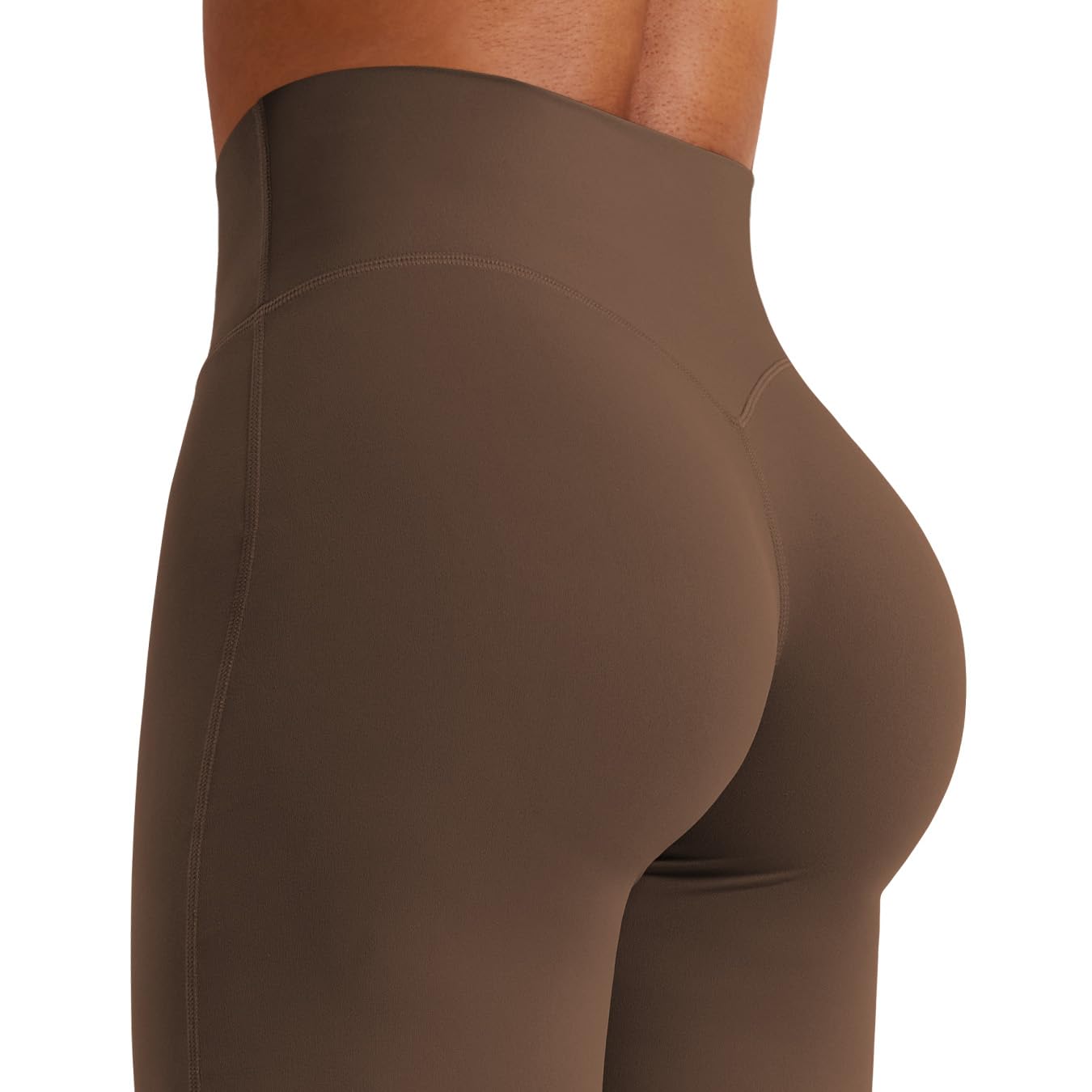 YEOREO Workout Leggings Womens No Front Seam Straight Leggings 31.5" Thin Fleece High Waist Buttery Eddiy Gym Yoga Pants Brown XL