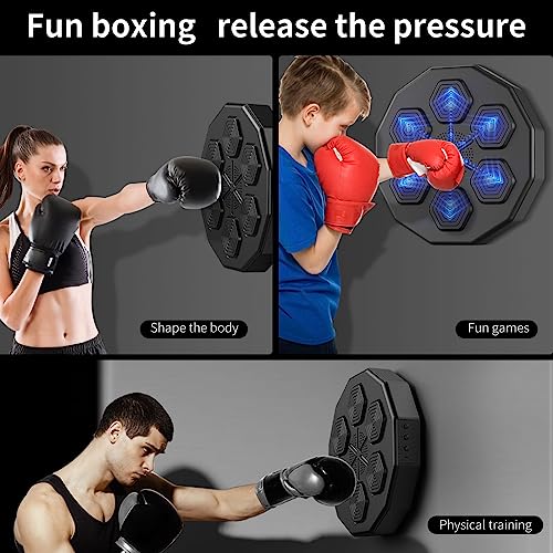 Fundrem Smart Boxing Training Equipment,Electronic Music Boxing Machine, Boxing Game Trainer, Wall Mounted Punching Pad Bag with Stand, Boxing Target Workout Machine,Fun Gift