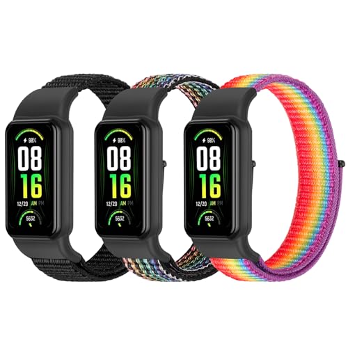 YCHDDER Solo Loop Nylon Straps Compatible with Amazfit Band 7 Strap,Soft Breathable Comfortable Adjustable Colorful Sports Replacement Band for Amazfit Band 7 for Men Women