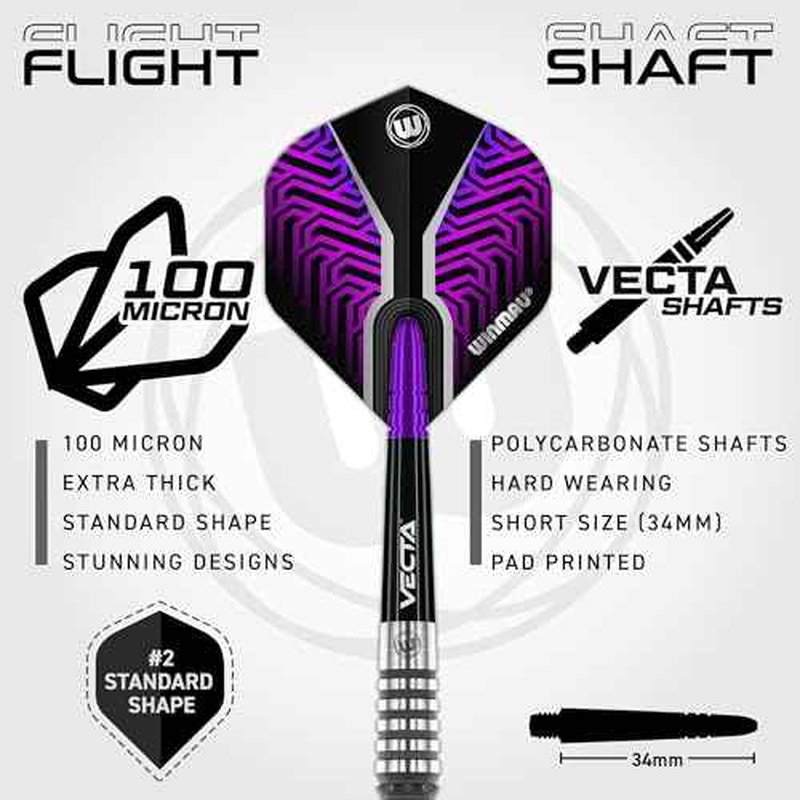 Winmau Darts Kairos Series 90% Professional Tungsten Soft Tip Darts Set with Dart Flights and Dart Shafts (Stems) - Available in 18g and Two Styles