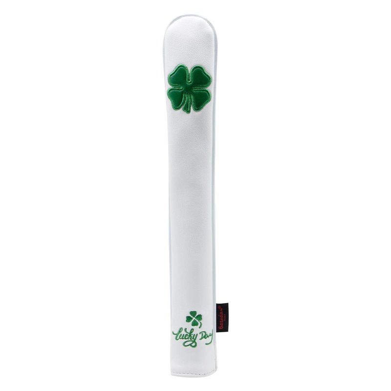Golf Alignment Stick Cover Premium Leather Perfect for Alignment Sticks Classic USA Design Holder Golf Club Protector Holds 2 Sticks (White-Luck Clover)