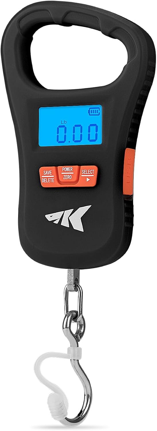 KastKing ToughTide Fishing Scale - Ultra-Thin Digital Scale with 65lb Capacity & LCD Display | USB Charging, Ergonomic Handle