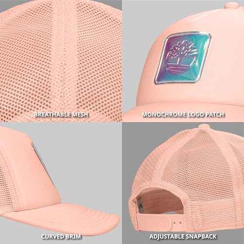 Timberland Monochrome Kids Trucker Hat for Girls Ages 7-14, Breathable and Adjustable Snapback Mesh Cap, One Size