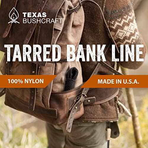 Texas Bushcraft Tarred Bank Line Twine - #36 Black Nylon String for Fishing, Camping and Outdoor Survival – Strong, Weather Resistant Bankline Cordage for Trotline (1/4 lb - #36 (131 ft), Braided)