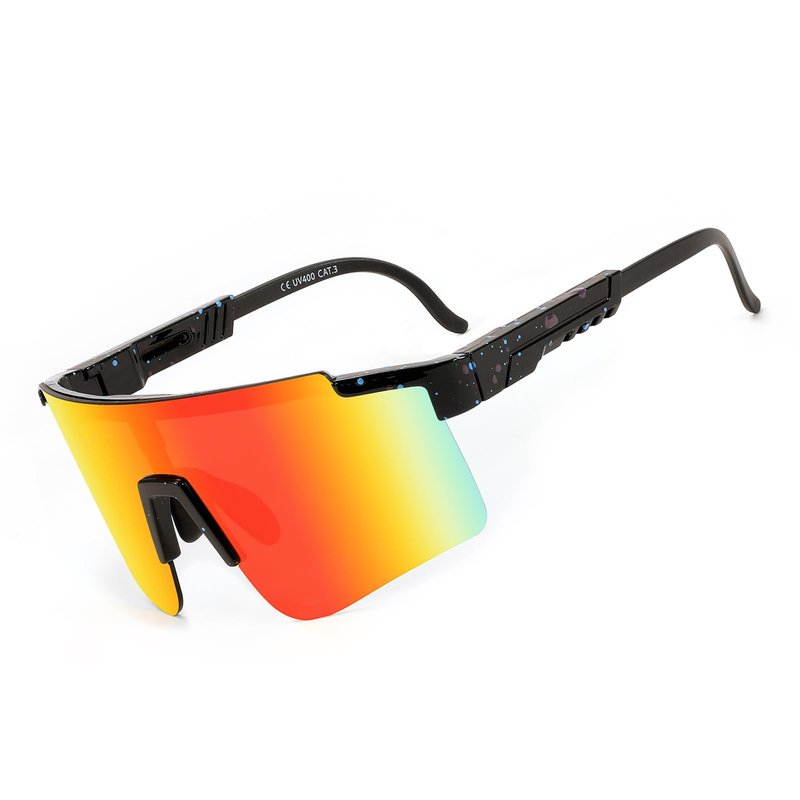 YuJian Sports Sunglasses for Men Women Youth Baseball Softball Sunglasses UV400 Protection Cycling Glasses (Black/Red)