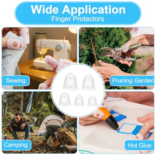 50 Pcs Guitar Finger Covers, Silicone Finger Tip Protectors Anti-Slip & Breathable Silicone Guitar Fingers Guards for Guitars Playing, Ukulele Bass, and Sewing (5 Sizes, White)
