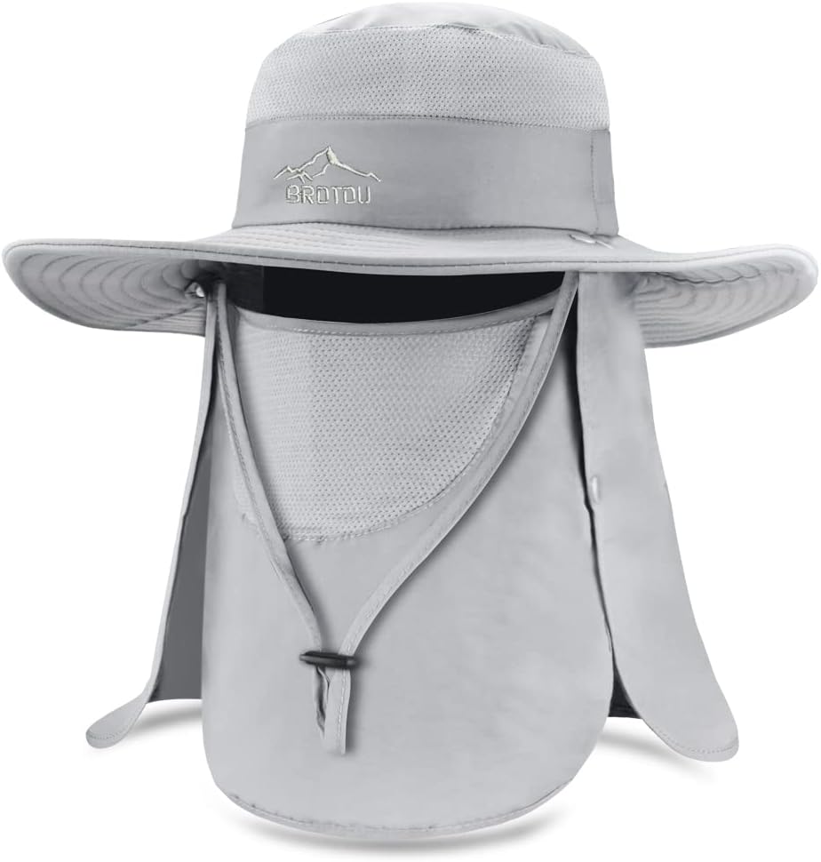 Sun Cap Fishing Hat - UPF 50+ Wide Brim Outdoor Protection | Face & Neck Flap Cover for Men & Women