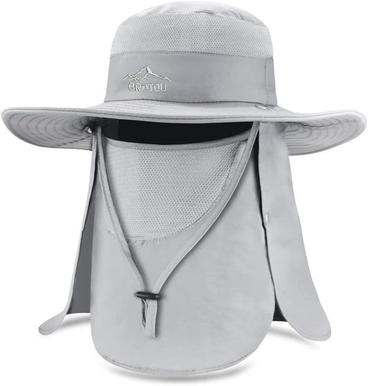 Sun Cap Fishing Hat - UPF 50+ Wide Brim Outdoor Protection | Face & Neck Flap Cover for Men & Women