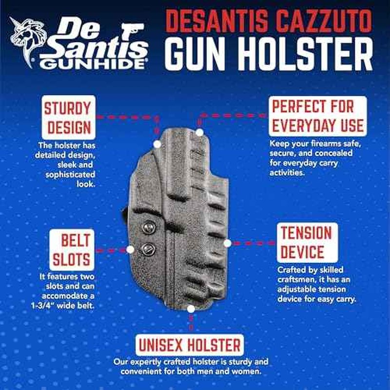 DeSantis Cazzuto OWB Holster - Holster OWB, Compact Holster, Lightweight Adjustable Holster, Compatible with Ruger-5.7 with or without Red Dot Sight - Right Hand Draw, Black