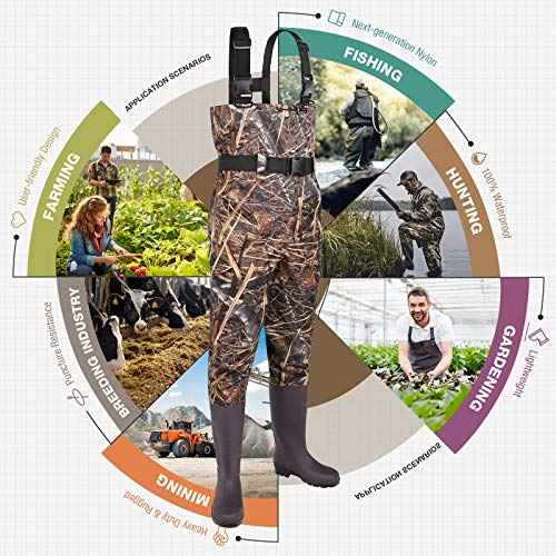Fishing Waders for Men, 2-Ply Nylon/PVC Waterproof Women Chest Wader with Boots, Bootfoot Hunting Waders