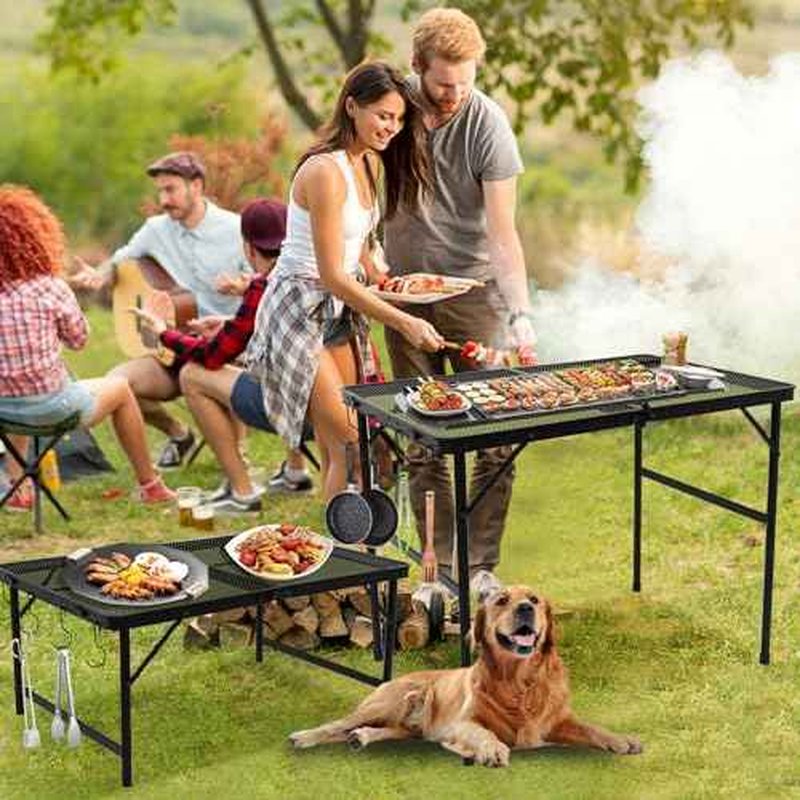 Outdoor Grill Camping Folding Table 3 Ft, Aluminium Picnic Table - Portable, Lightweight, Compact & Height Adjustable Collapsible Patio BBQ Garden Table