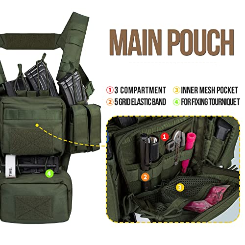 VISMIX Tactical Chest Rig, Adjustable&Detachable Molle Chest Rigs with Mag Pouch