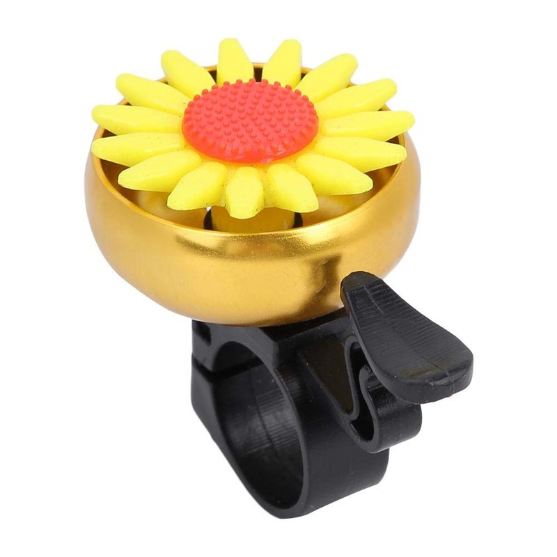 Bell Aluminum Bike Bell, Yellow Flower Design, Anti-Rust Horn Ring for Kids and Adults, Universal Handlebar Mount