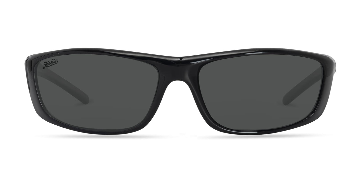 Hobie - Cabo Sport Polarized Sunglasses - Outdoor Sunglasses with HydroClean Lenses for Men and Women - Grey Lenses/Shiny Black Frame