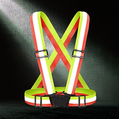 Fepdiu High Visibility Reflective Vest Safety Vest Running Reflective Gear Adjustable Reflective Vest for Walking,Jogging,Hiking,Night Cycling