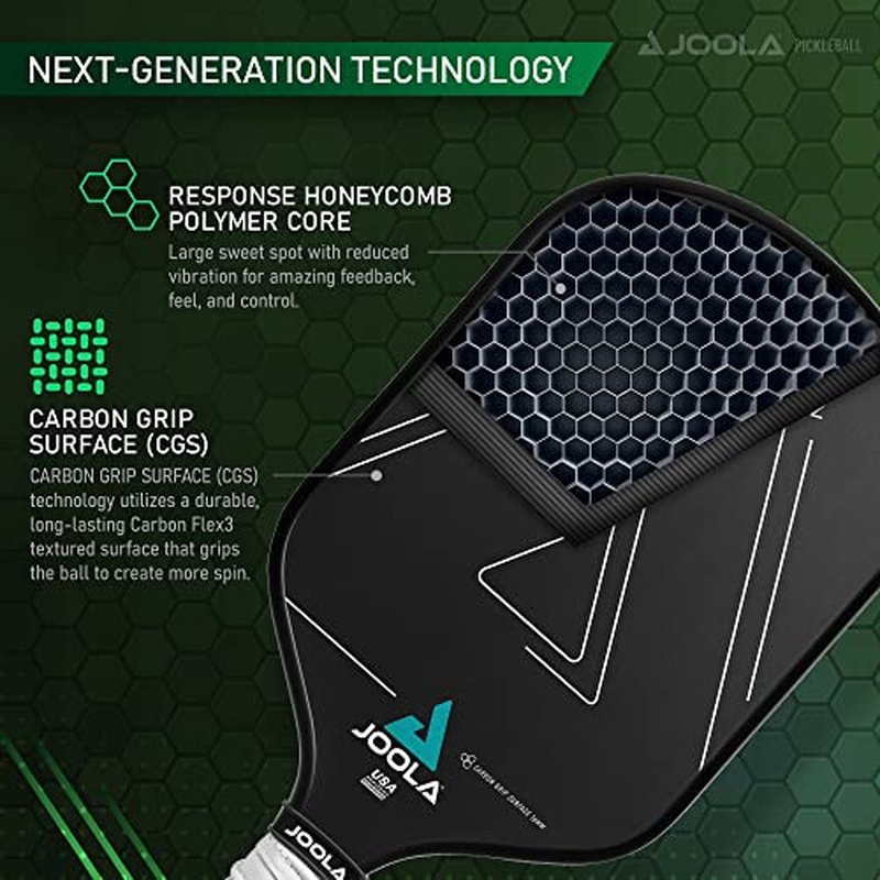 Joola Vision Pickleball Paddle with Textured Carbon Grip Surface Technology for Maximum Spin and Control with Added Power - Polypropylene Honeycomb Core Pickleball Racket 16mm
