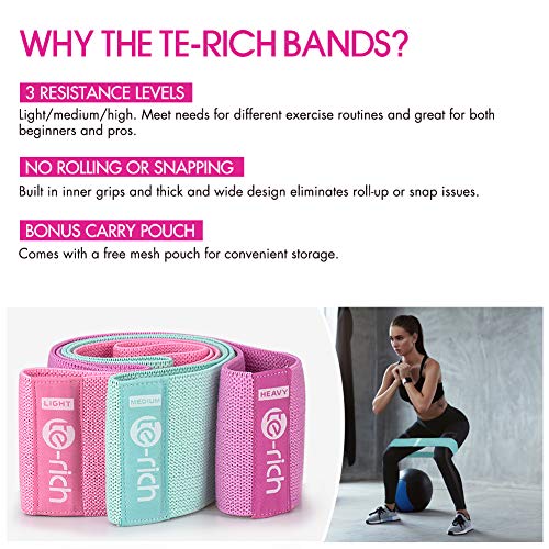 Resistance Bands, Fabric Workout Bands for Women & Men, Cloth Booty Resistance Loop Bands, Non-Slip Thick Squat Bands for Butt, Legs, Thigh, Hip and Glute Excersing, Home Fitness, Pilates, Yoga