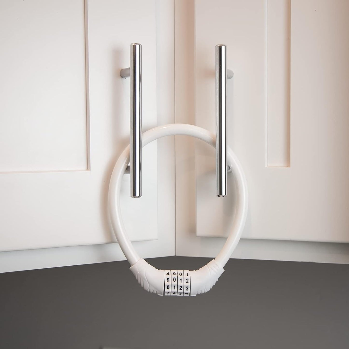 Fridge Lock - Multi-Functional Cable Combination Lock for French-Door Refrigerators | Two Pack White